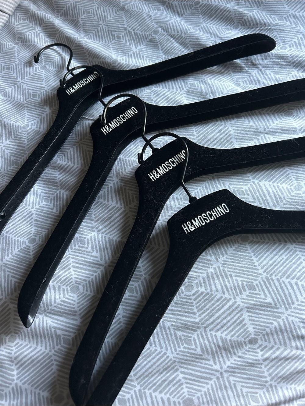 H&MOSCHINO 4 Pack Black Felt Like Hangers RARE